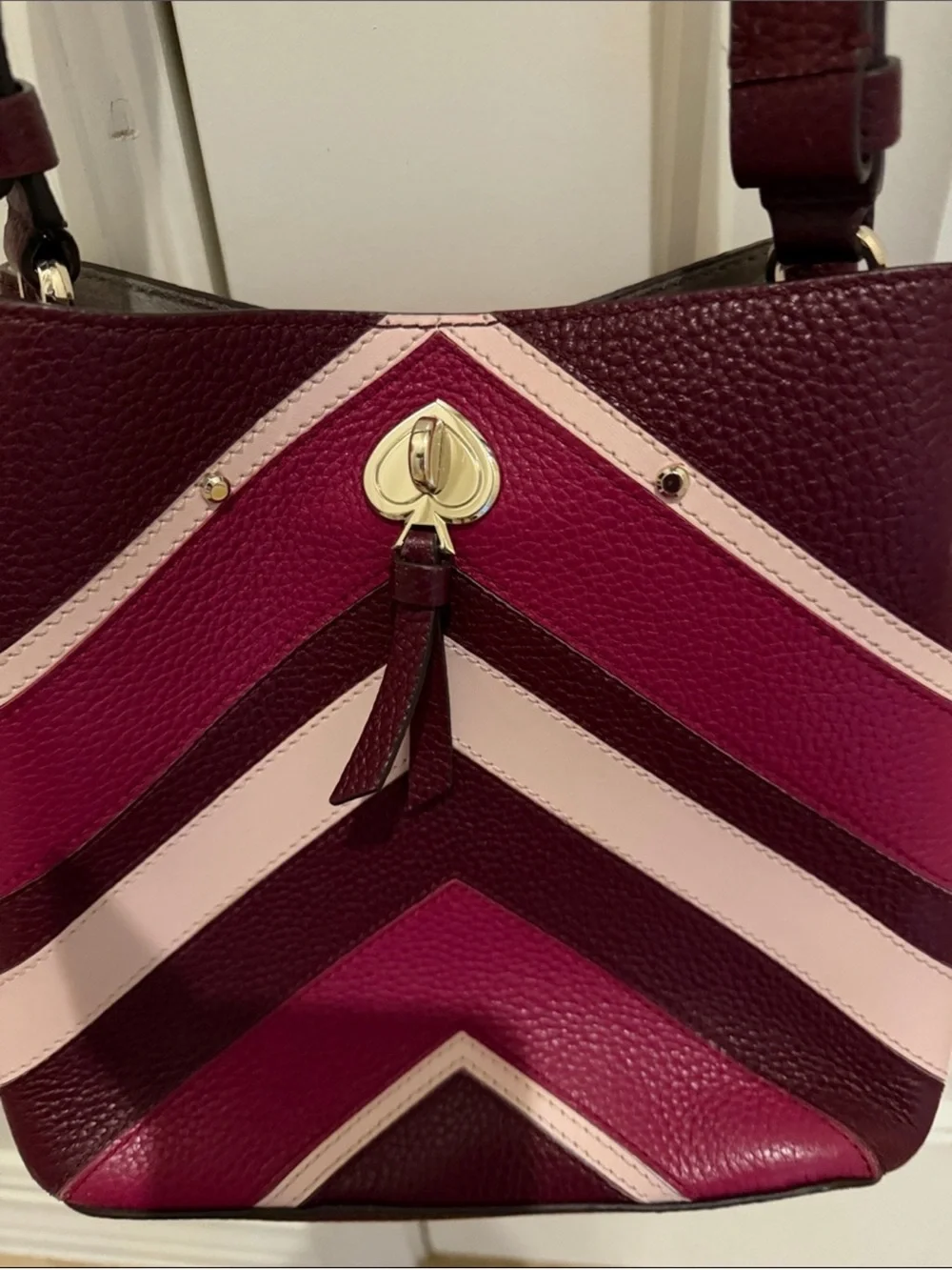 Kate Spade Marti Chevron Small Bucket Tote in Pink Multi (673) WKRU7065